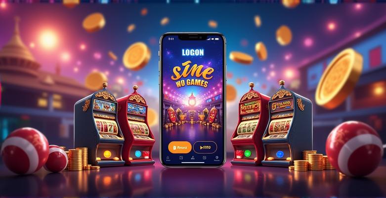 Mobile phone displaying a slot game app with casino elements